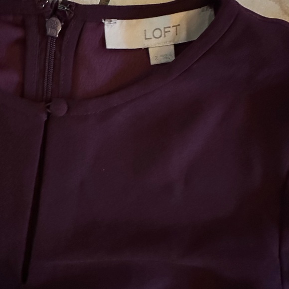 LOFT Deep Purple Flutter Sleeve Dress - Picture 3 of 7